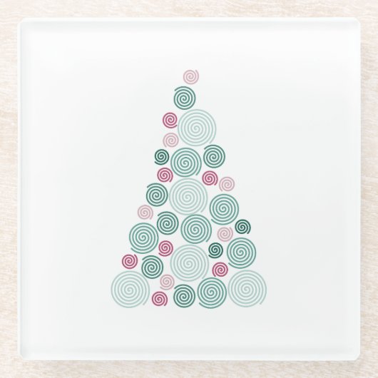 Evergreen Swirl ガラスコースター (正面)
