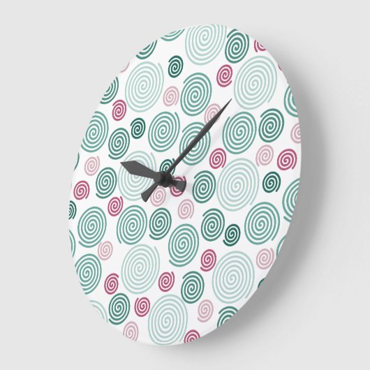 Evergreen Swirl (Pattern) ラージ壁時計 (傾斜)