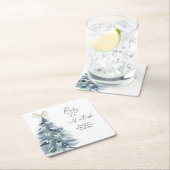 Evergreen tree with bows Baby shower スクエアペーパーコースター (インサイチュ)