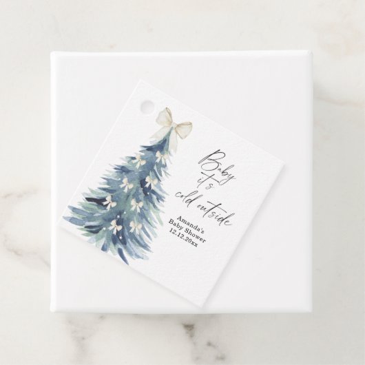 Evergreen tree with bows Baby shower フェイバータグ (インサイチュ)