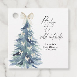 Evergreen tree with bows Baby shower フェイバータグ