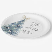 Evergreen tree with bows Baby shower ペーパープレート (アングル)