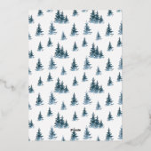 Evergreen Trees Merry Christmas 4 Photo Dk Green F 箔シーズンカード (裏面)