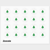 Evergreen Watercolor Christmas Tree Labels ラウンドシール (シート)