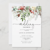 Evergreen winter wedding shower 招待状 (正面)