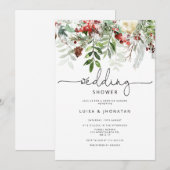 Evergreen winter wedding shower 招待状 (正面/裏面)