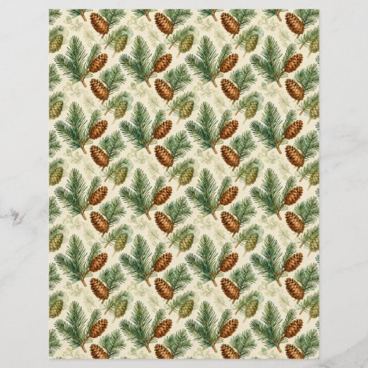 Evergreens and Cones Scrapbook Paper (正面)