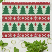 Evergreens & Snowflakes Knit キッチンタオル (折り畳み)