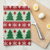 Evergreens & Snowflakes Knit キッチンタオル (四つ折り)