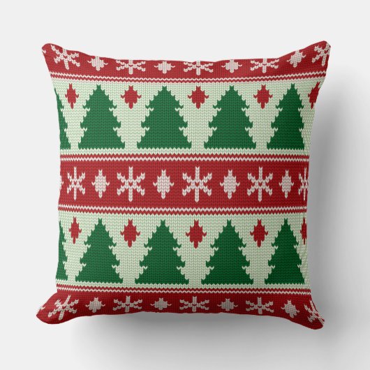 Evergreens & Snowflakes Knit クッション (正面)