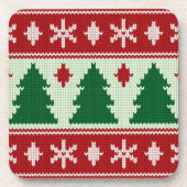 Evergreens & Snowflakes Knit コースター (正面)