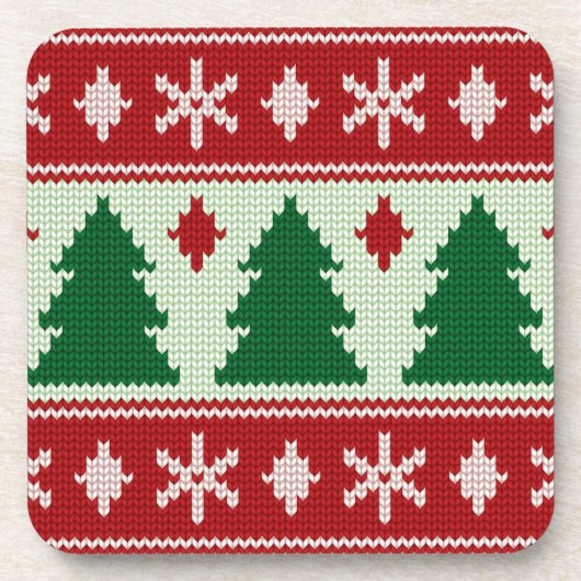 Evergreens & Snowflakes Knit コースター (正面)
