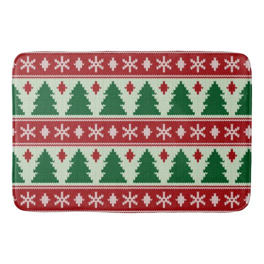 Evergreens & Snowflakes Knit バスマット (正面)