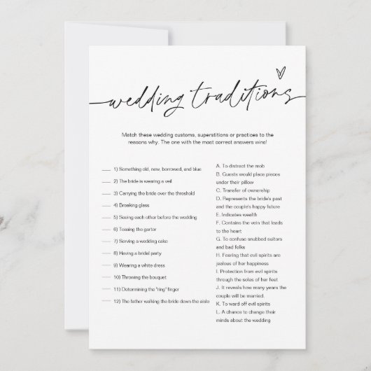 EVERLEIGHの結婚伝統ブライダルゲームカード 招待状 (正面)