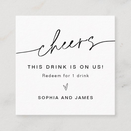 EVERLEIGHの結婚無料ドリンクカード スクエア名刺 (正面)