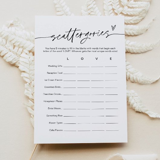 EVERLEIGHスキャッタゴリズブライダルシャワーゲームカード 招待状