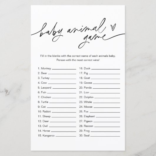 EVERLEIGHベビーアニマルゲームミニマリストベビーシャワー (正面)