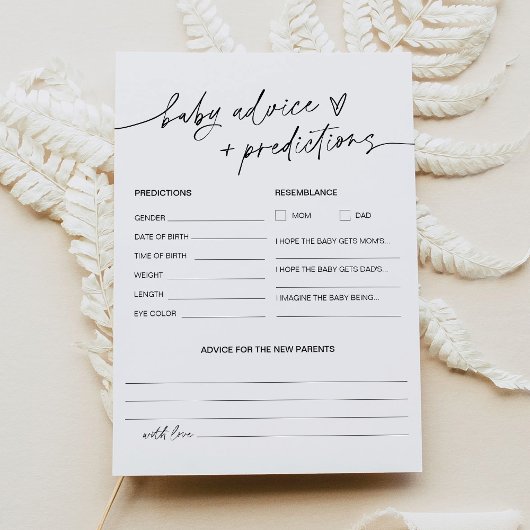 EVERLEIGHベビーシャワーアドバイス及び予測カード 招待状