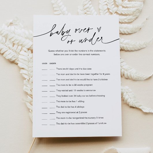 EVERLEIGHベビーベビーシャワーゲームカードの上または下 招待状