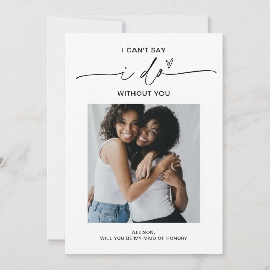 EVERLEIGHミニマリスト写真メイド・オブ・オーナー(花嫁付き添い人)案 招待状 (正面)