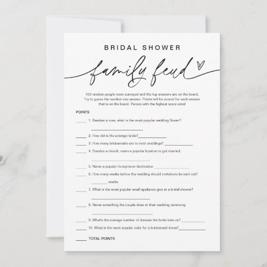 EVERLEIGHミニマルブライダルシャワー調査がゲーム 招待状 (正面)