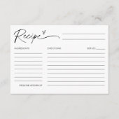 EVERLEIGHミニマルレシピブライダルシャワー エンクロージャーカード (正面)