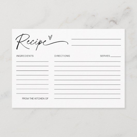 EVERLEIGHミニマルレシピブライダルシャワー エンクロージャーカード (正面)