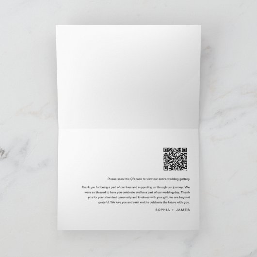 EVERLEIGHミニマル結婚リストの写真サンキューカード サンキューカード (内部)