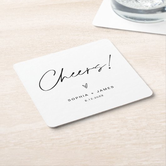 EVERLEIGHミニマル結婚リスト応援コースター スクエアペーパーコースター (アングル)