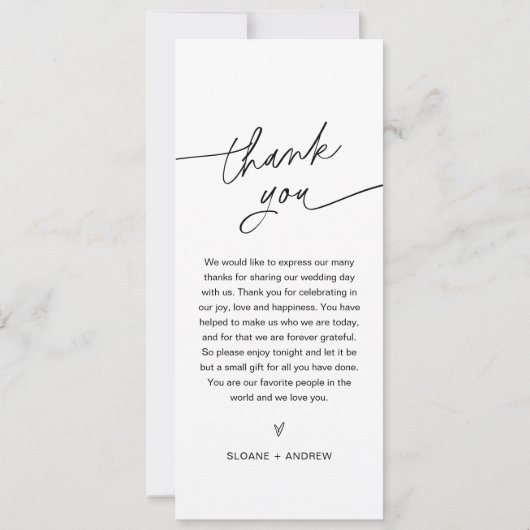 EVERLEIGHミニマ結婚リストのメニュー4x9 招待状 (裏面)