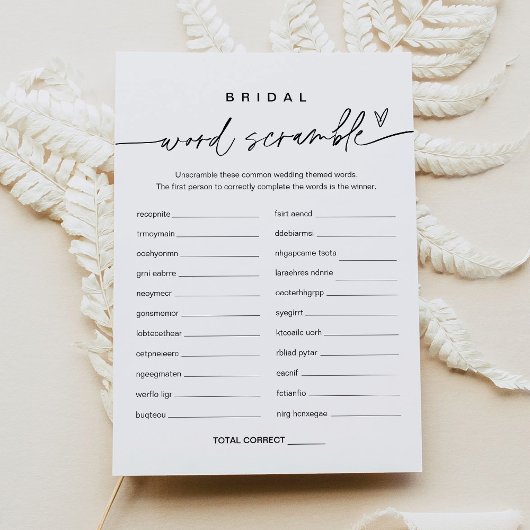 EVERLEIGHワードスクランブルブライダルシャワーゲームカード 招待状