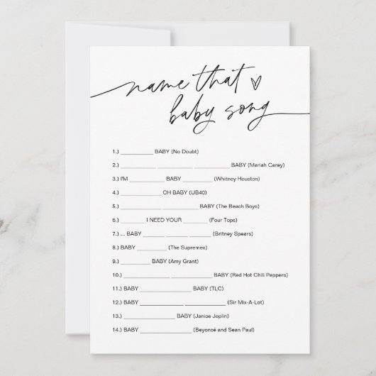 EVERLEIGH名前そのベビーソングゲームカード 招待状 (正面)