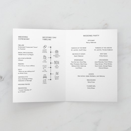 EVERLEIGH折り畳み結婚式 プログラム、サービスの順序 サンキューカード (内部)