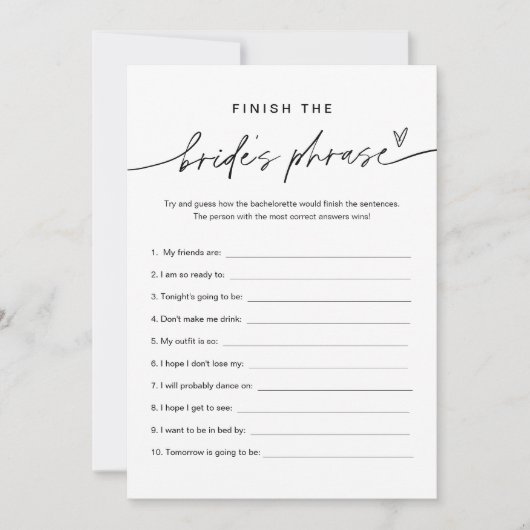 EVERLEIGH新婦のバチェロレッテゲームを終了 招待状 (正面)