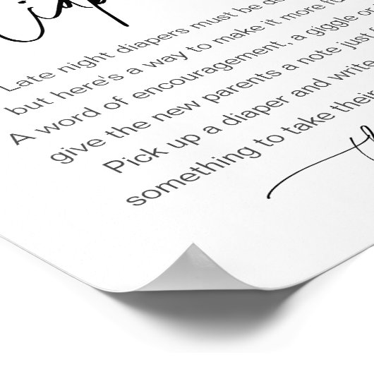 EVERLEIGH深夜おむつ赤ちゃんシャワーサイン ポスター (角)