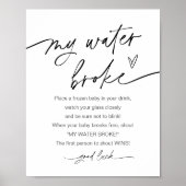 EVERLEIGH私の水は赤ちゃんシャワーゲームサインを壊した ポスター (正面)