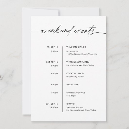 EVERLEIGH結婚のおもしろいの旅程カード 招待状 (裏面)