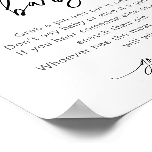 EVERLEIGH言わないベビーゲームサイン ポスター (角)