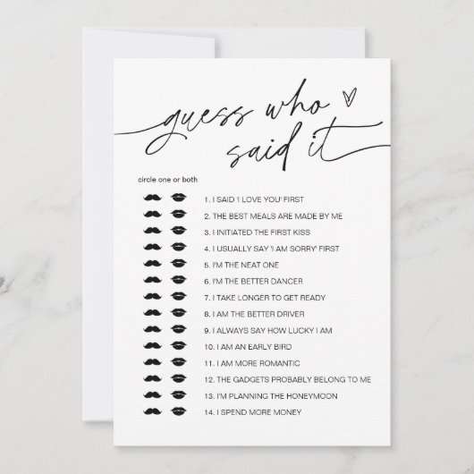 EVERLEIGH誰がItを言ったか推測ブライダルシャワーゲーム 招待状 (正面)
