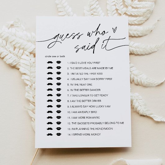 EVERLEIGH誰がItを言ったか推測ブライダルシャワーゲーム 招待状