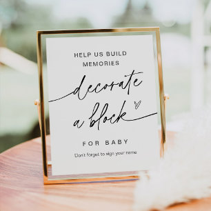 EVERLEIGH 飾 A Block Baby Shower Game Sign ポスター