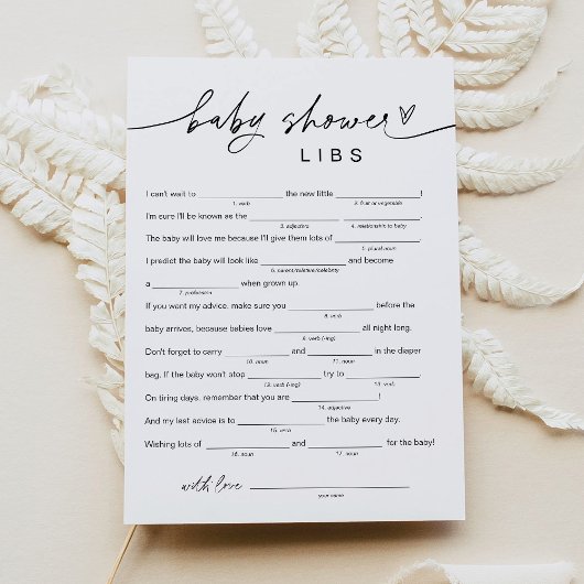 EVERLEIGH Baby Shower Libs，ゲームに空白の記入 招待状