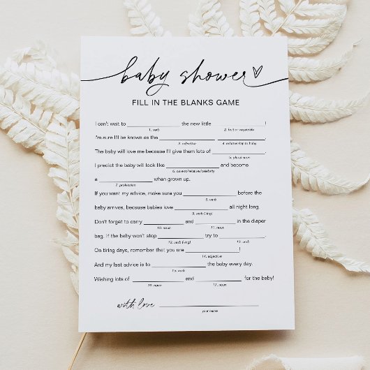 EVERLEIGH Baby Shower Libs，ゲームに空白の記入 招待状