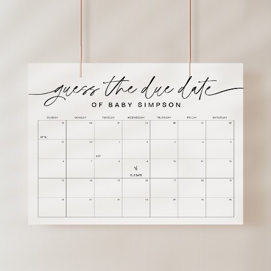 EVERLEIGH Guess the Due Date Baby Shower 16x20 ポスター