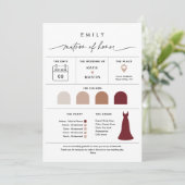 EVERLEIGH Matron of Honorブライダルパーティ情報カード 招待状 (スタンド正面)