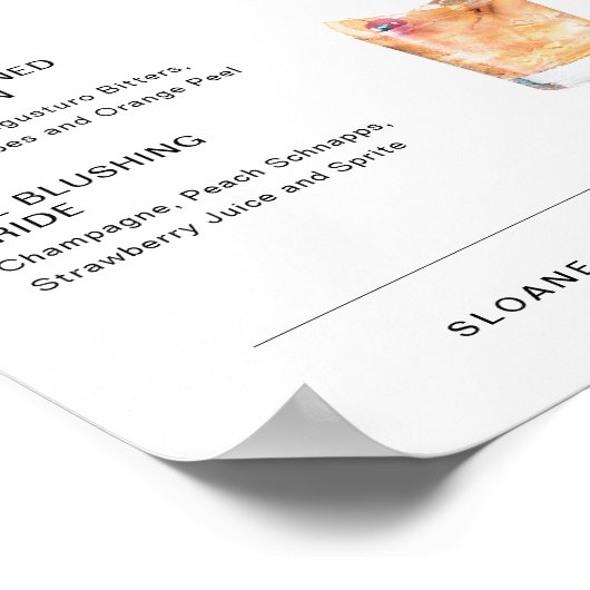 EVERLEIGH Signature Drinks結婚's Sign 8x10 ポスター (角)