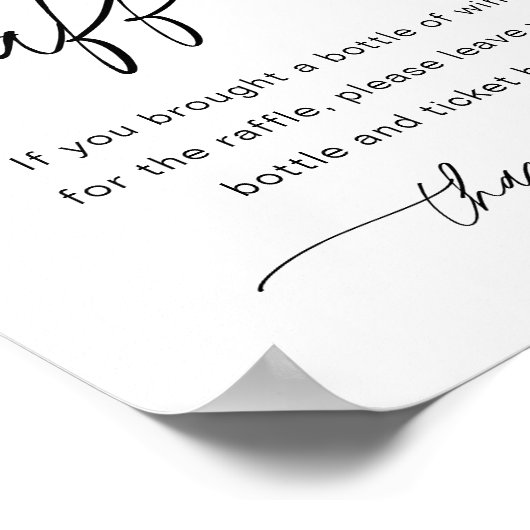 EVERLEIGH Wine Raffle Bridal Shower Game Sign ポスター (角)