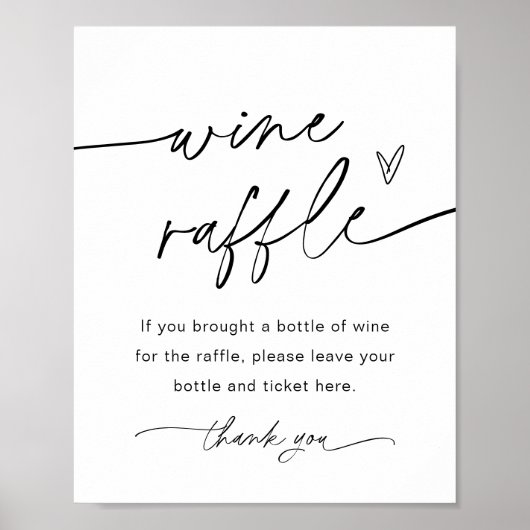 EVERLEIGH Wine Raffle Bridal Shower Game Sign ポスター (正面)