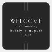 EVERLYモダンアールデコブラック結婚ズ歓迎バッグ スクエアシール (正面)