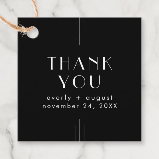 EVERLYモダンアールデコブラック結婚ズ・サンキュー フェイバータグ (正面)
